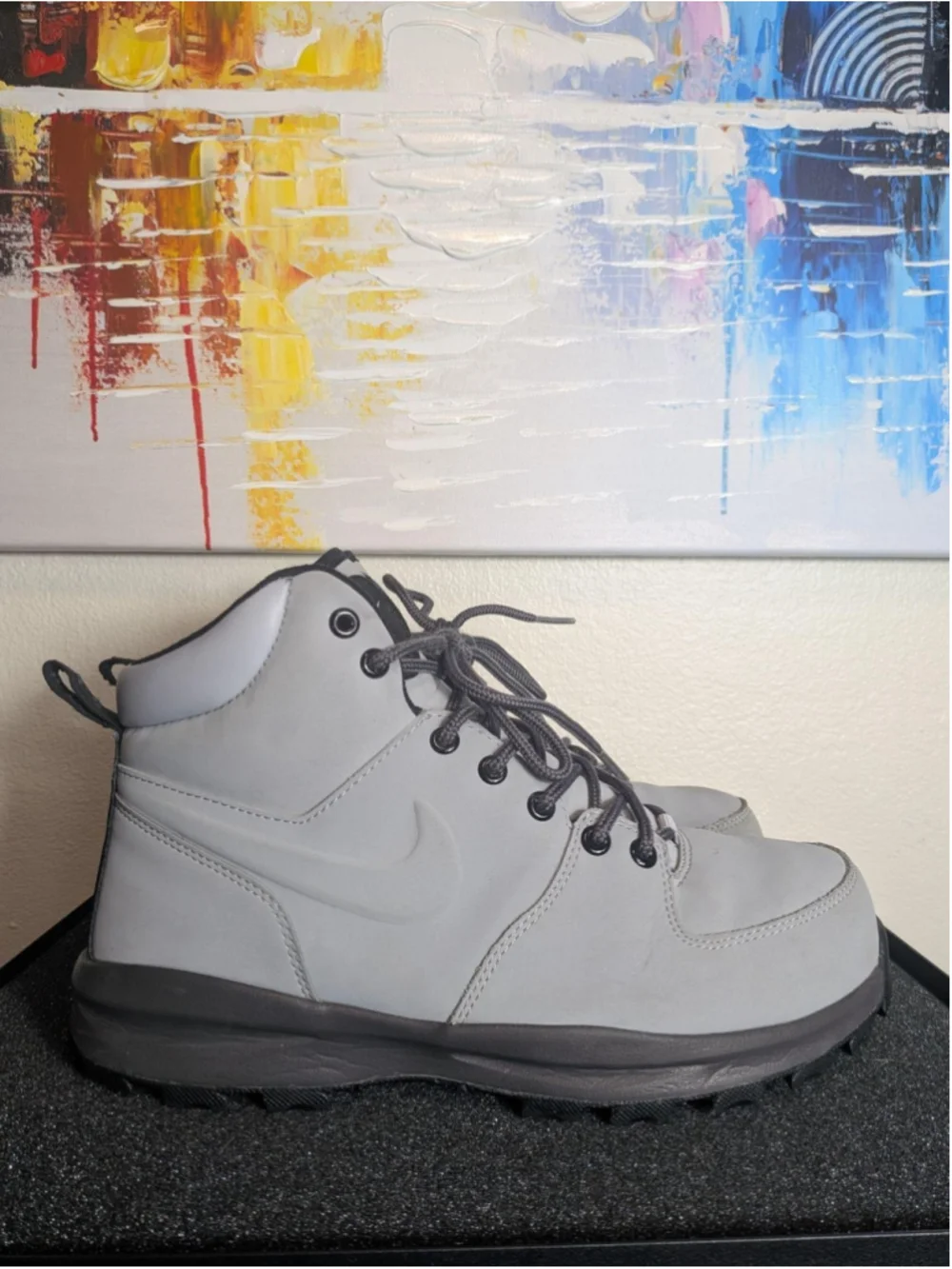 Nike Manoa Leather Boots Mens Size 8.5 Gray Snow Hiking Outdoor 454350-004